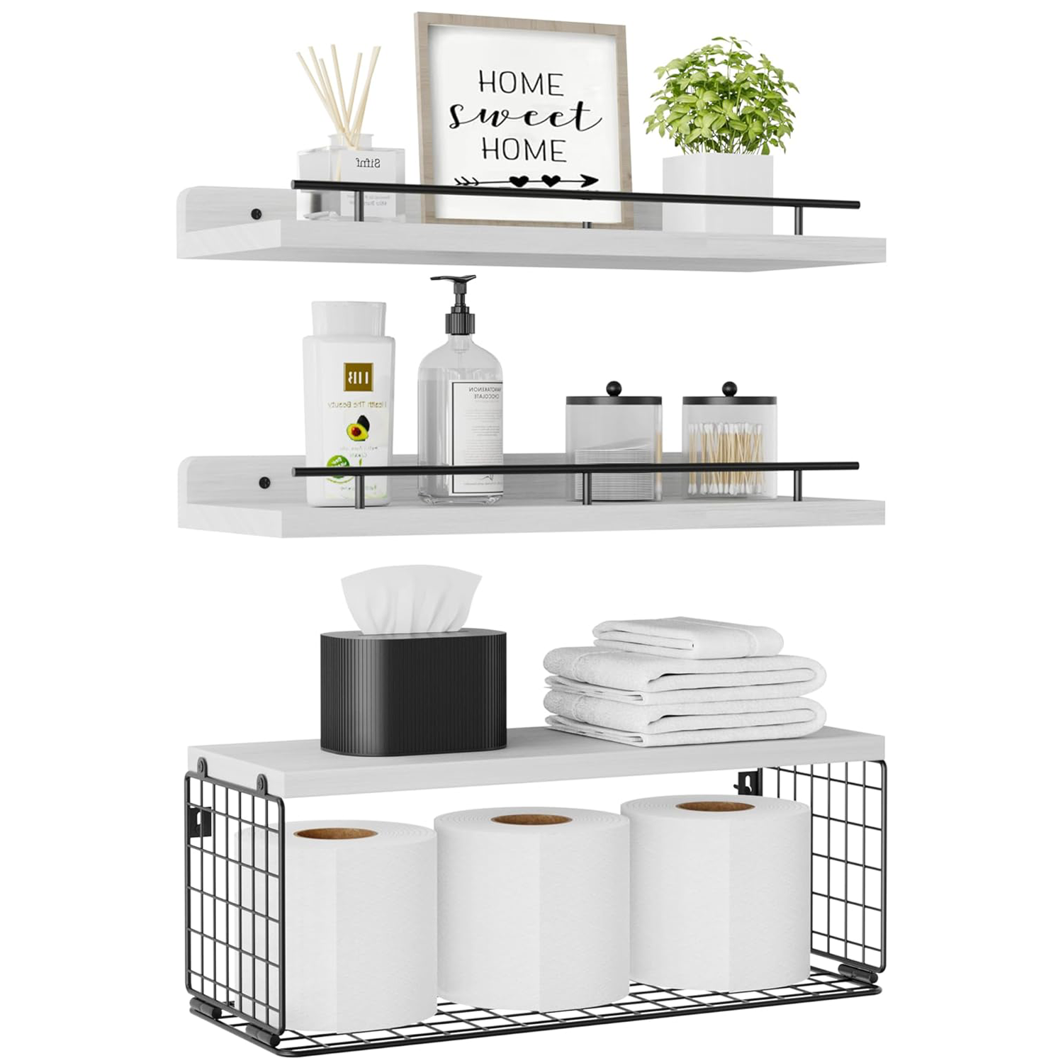 Полка настенная массив дерева/металл 40x15x15 см 1 шт 40x15x5см 2 шт белые