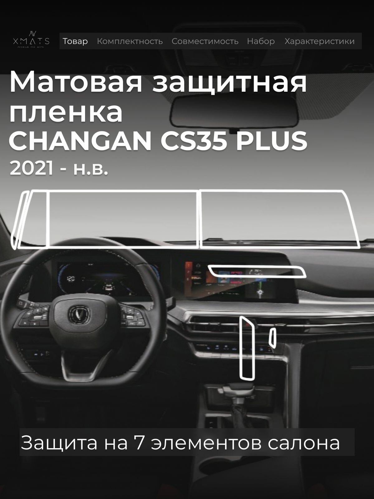 Защитная матовая пленка в салон на Changan CS35 Plus