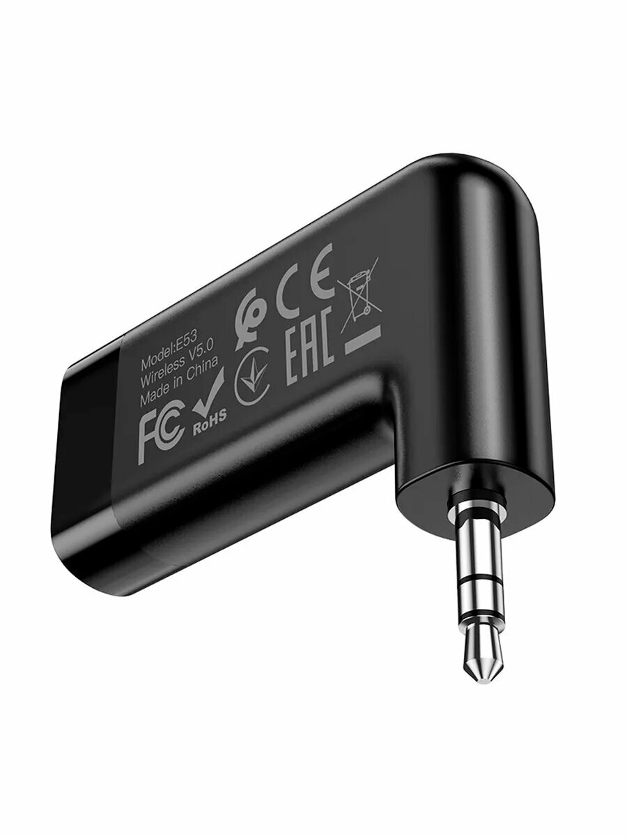 Адаптер Bluetooth Hoco E53, беспроводной, Bluetooth 5.0, 3.5 мм, 145 мАч, чёрный — фото 1