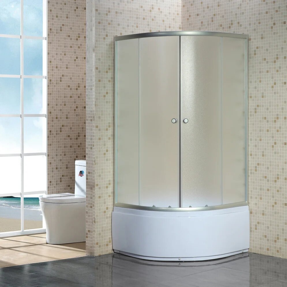 Душевой уголок Niagara NG-006 с поддоном стеклянный 87x87 с высоким поддоном с матовым стеклом раздвижной