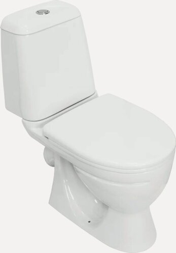 Изображение товара Унитаз-компакт напольный Sanita Идеал комфорт с микролифтом, антивсплеск, фарфоровый, белый, глянцевый, овальный, с нижним подводом, сиденье для унитаза в комплекте