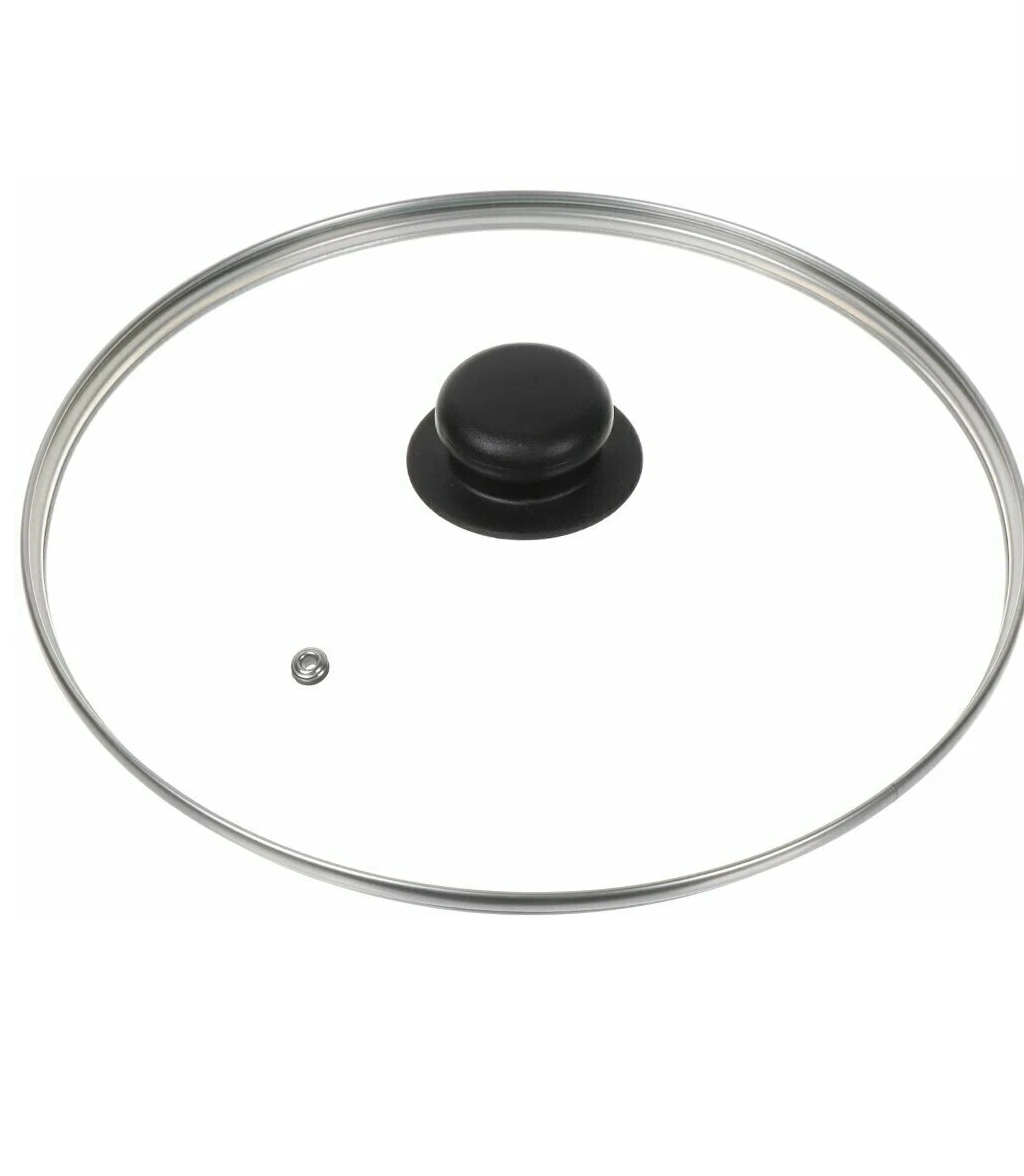 Крышка для сковороды 22 см стеклянная с пароотводом и металлическим ободом