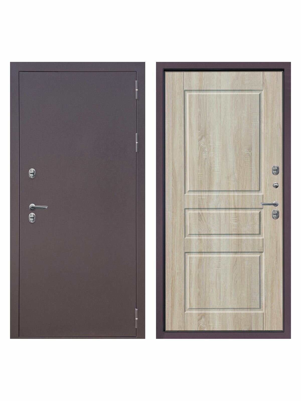 Дверь стальная Бронекс YoDoors-21 термо Букле опал-Дуб Сонома светлый 860 правая (терморазрыв)