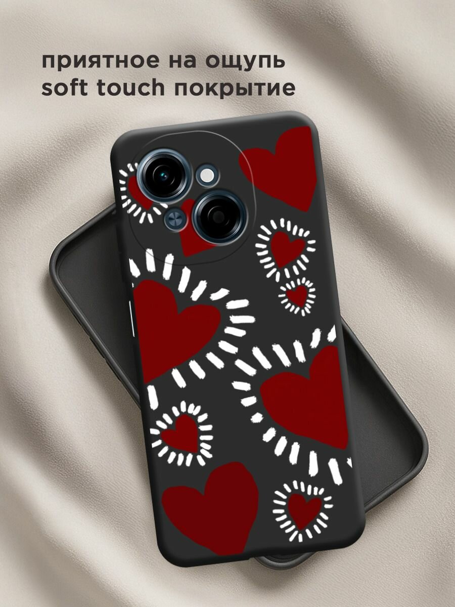 Чехол на Tecno Spark Go 1/Tecno POP 9 / Техно Спарк Го 1/Техно ПОП 9 с принтом "Бордовые сердца 2" — фото 1