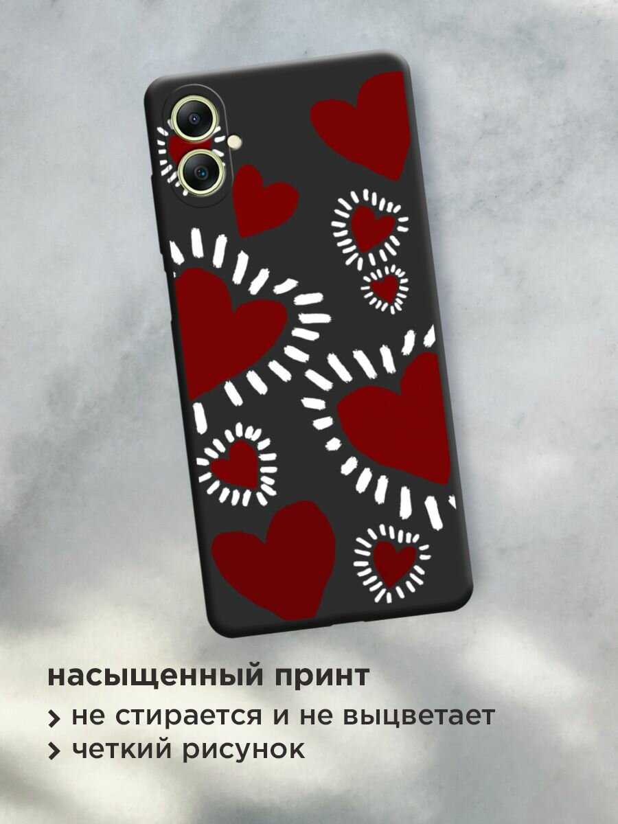 Чехол на Samsung Galaxy A06 / Самсунг А06 с принтом "Бордовые сердца 2" — фото 1