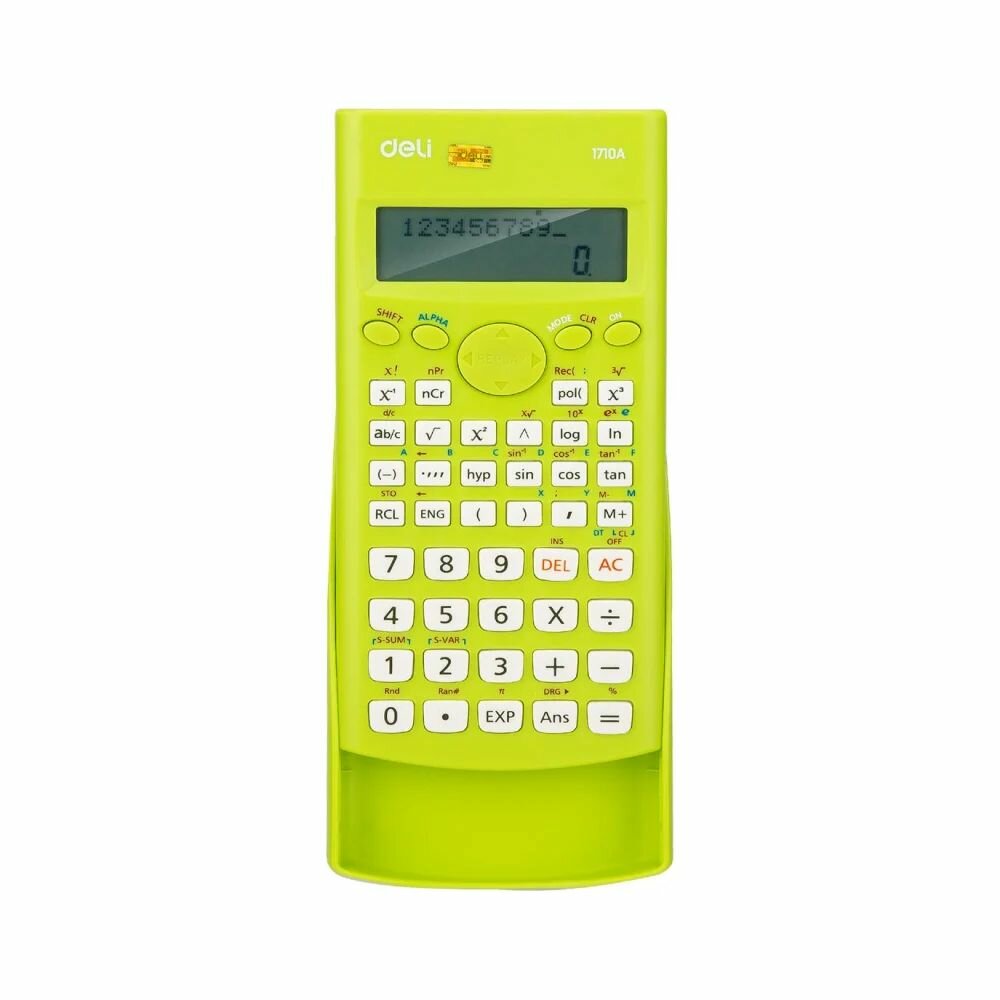 DELI Калькулятор научный (егэ) ,12раз, lcd-диспл, пит от бат, зелен e1710a/grn, 1407145