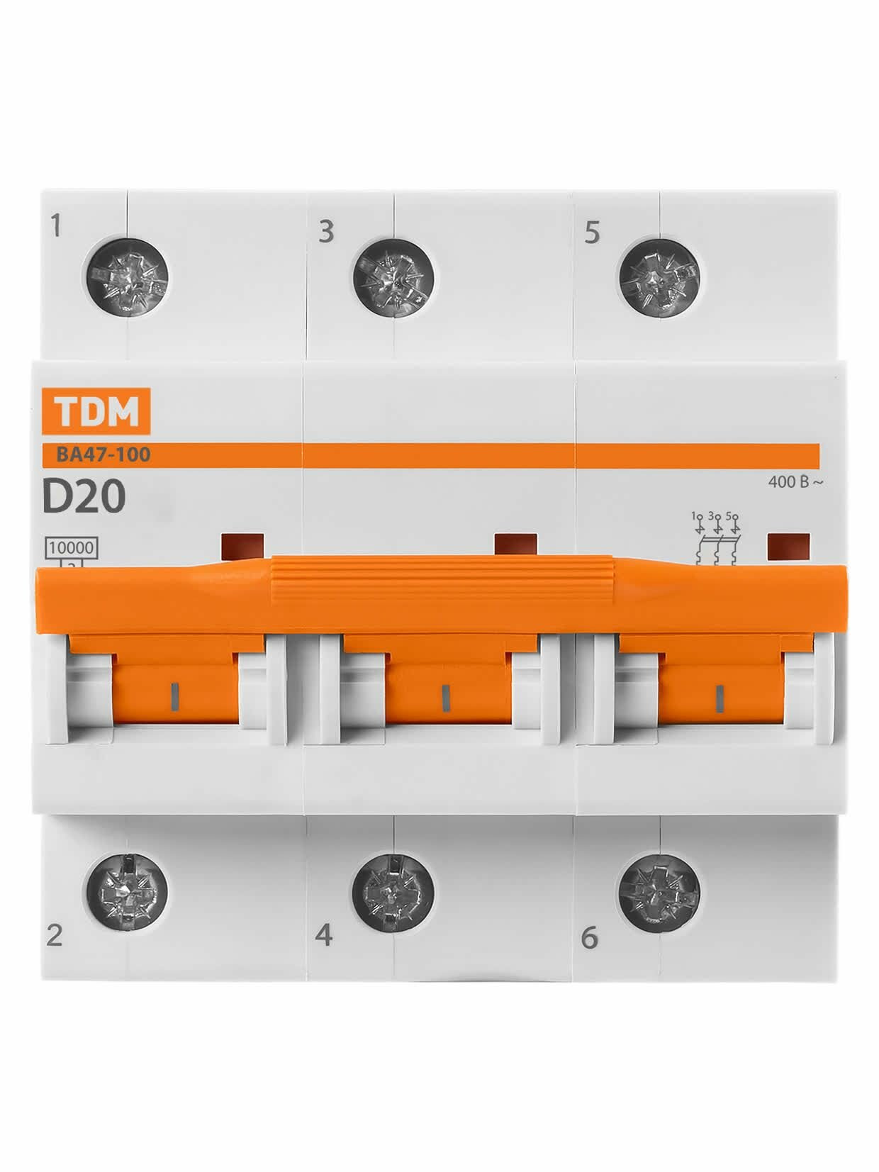 Авт. выкл. ВА47-100 3Р 20А 10кА х-ка D TDM — фото 1