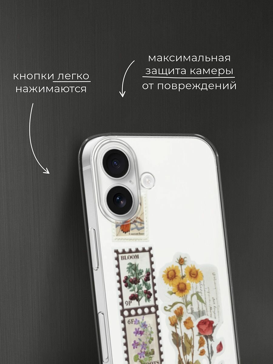 Чехол на Apple iPhone 17 / Айфон 17 с принтом Марки с цветами — фото 1