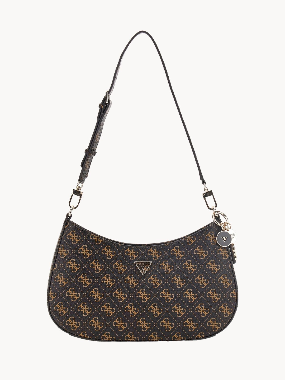 Сумка багет GUESS, фактура зернистая, коричневый