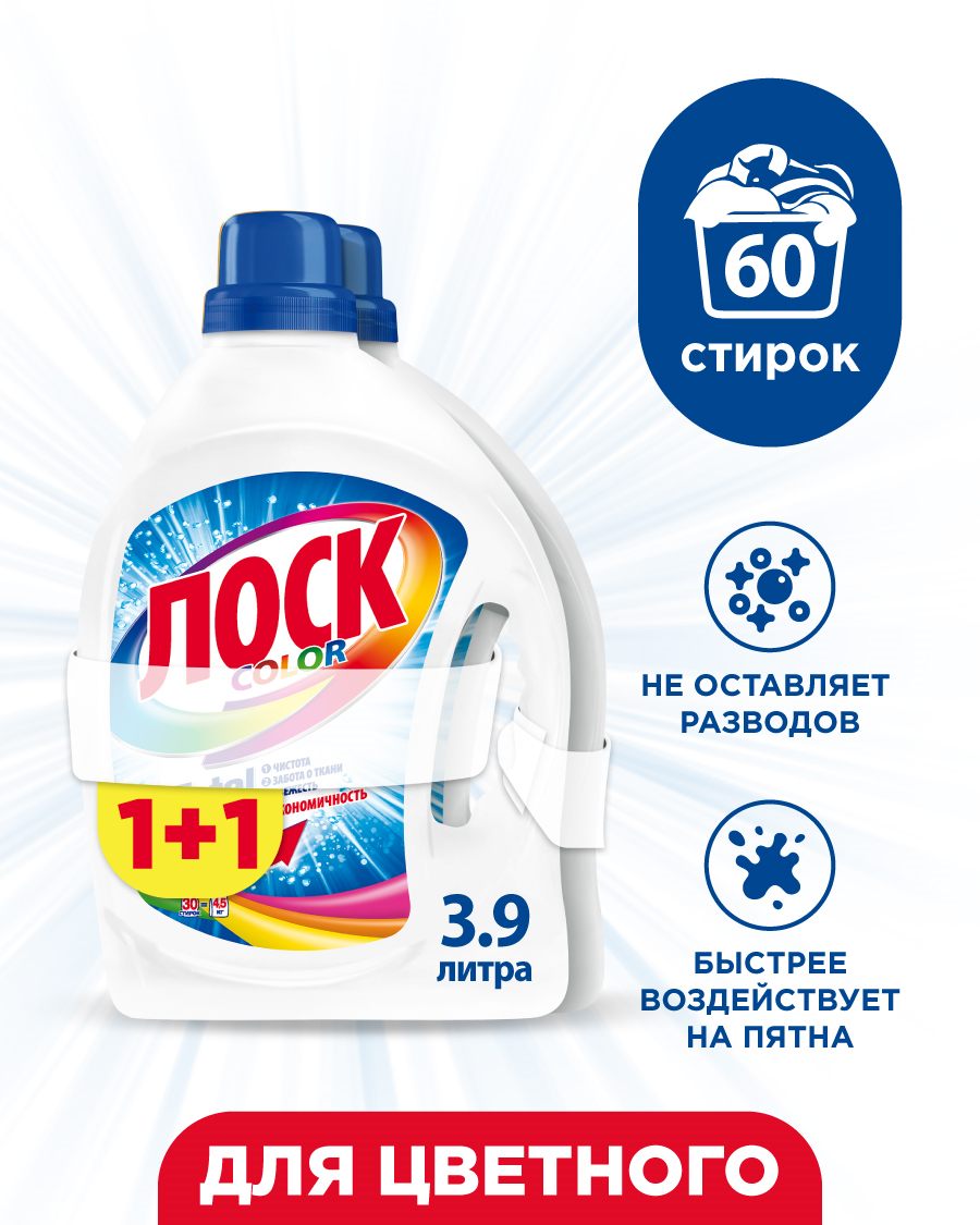 Гель для стирки Losk Active 6 Gel Горное озеро 2*1.95л - фото №2