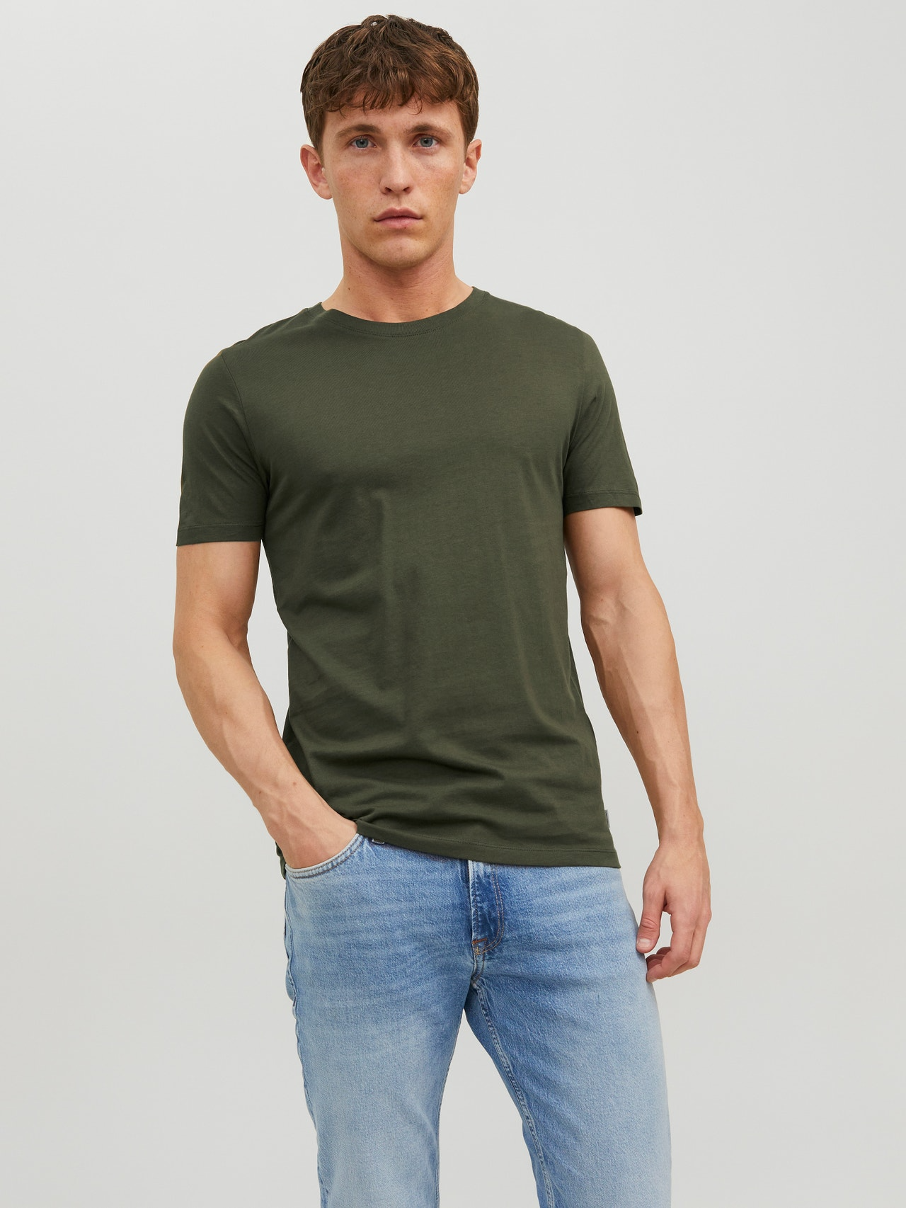 Футболка Jack & Jones PLAIN CREW NECK, размер S, оливковый