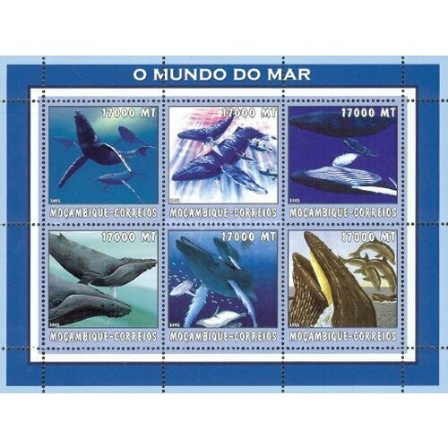 Почтовые марки Мозамбик 2002г. Морская жизнь - Киты Киты MNH почтовые марки мозамбик 2002г морская жизнь птицы mnh