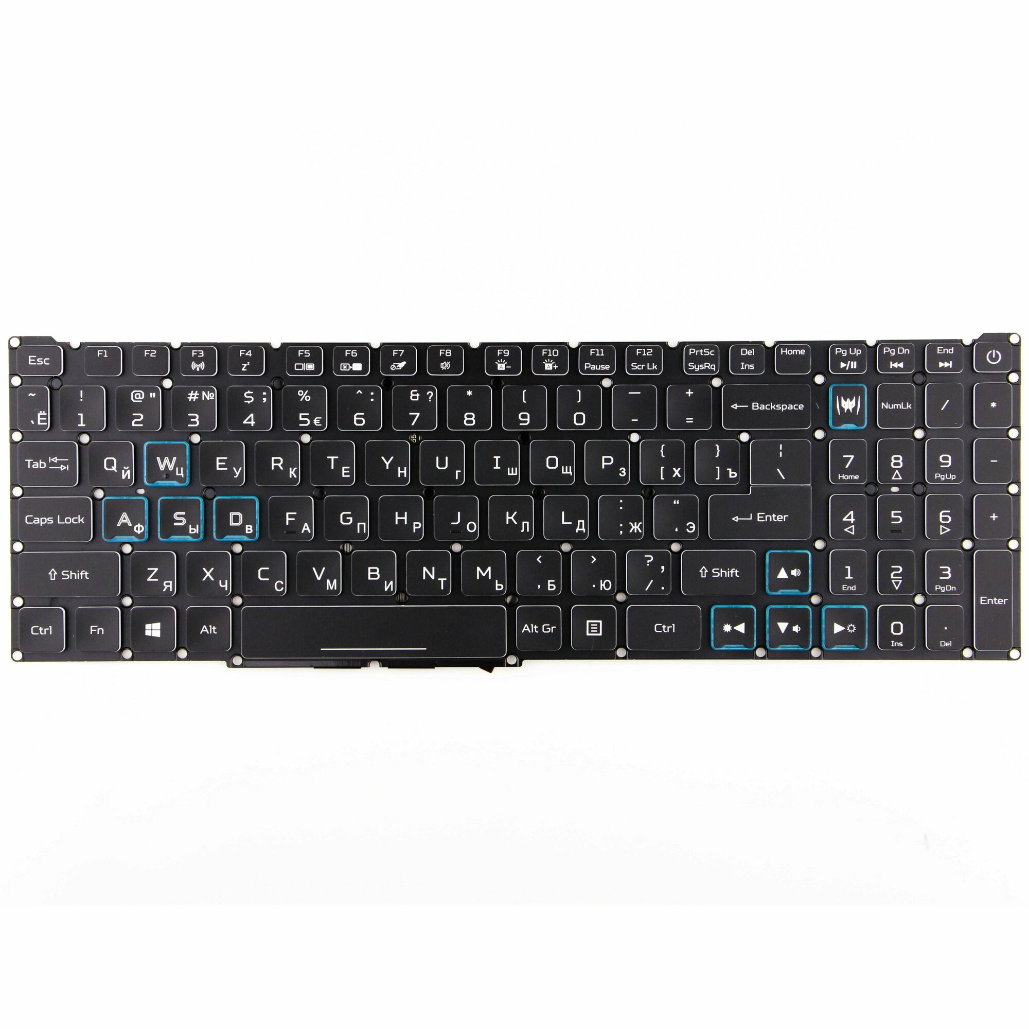 Клавиатура для Acer Predator Helios 300 PH315-52, цвет черный, подсветка, p/n: NKI1513151, 1 шт.