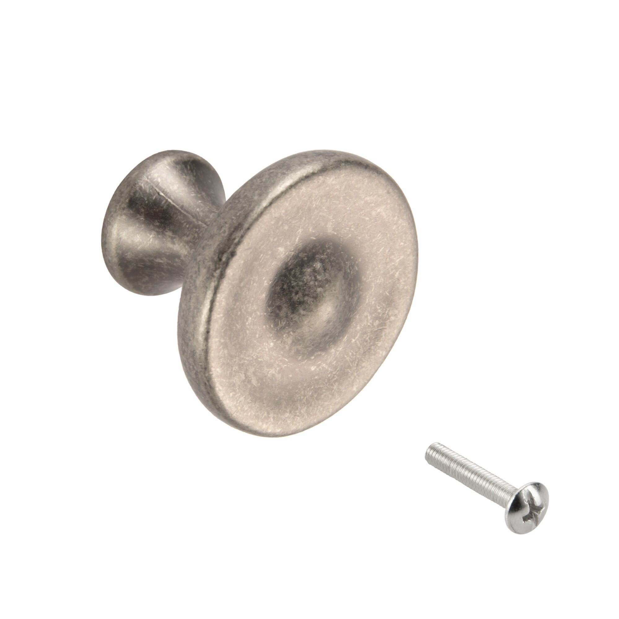 Мебельная ручка-кнопка EDSON 1701 ANTIQUE SILVER (комплект 2 штуки)
