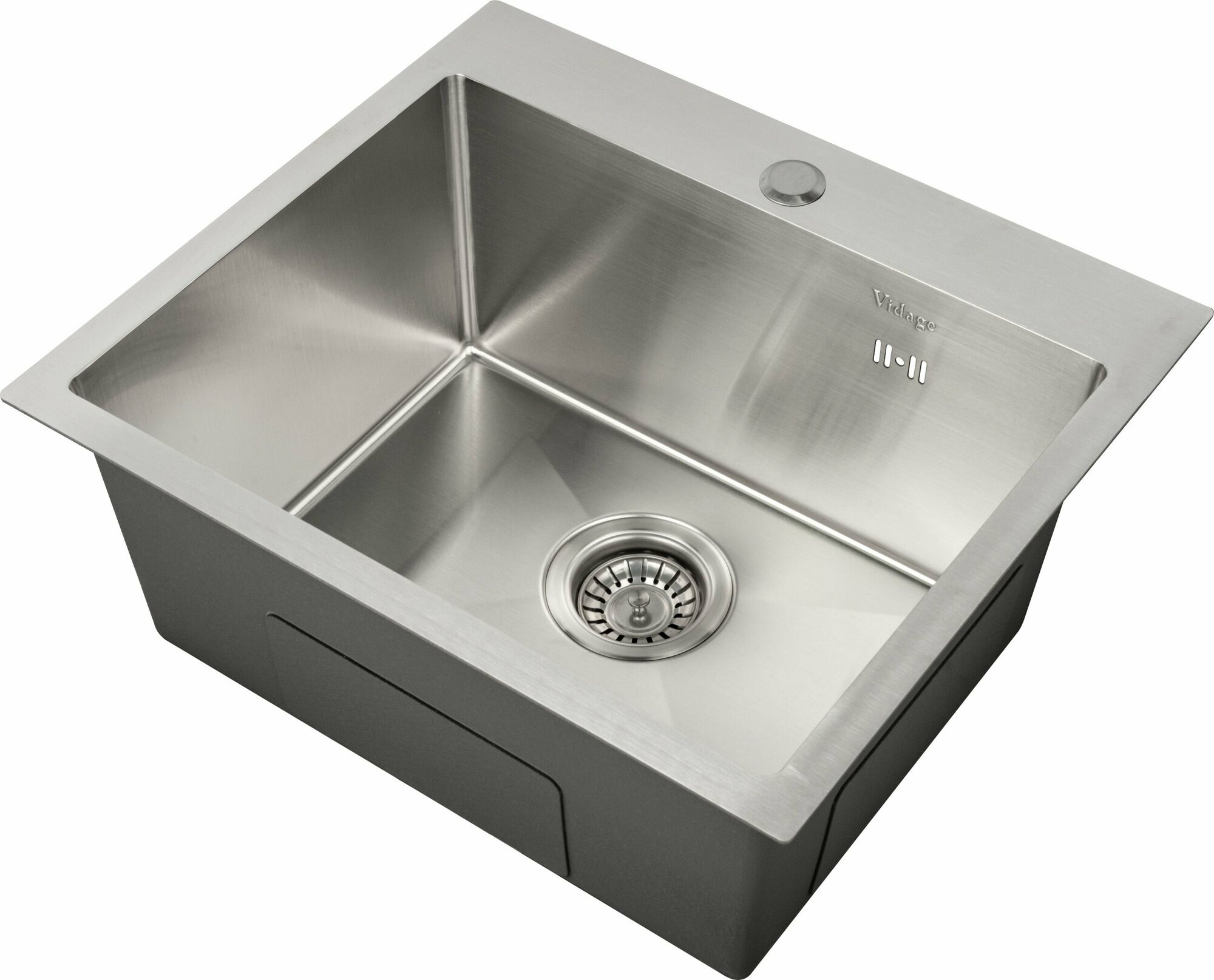 фото Vidage VS-5044 Мойка комбинированная сварная с сифоном 50х44х21,5см, цвет сатин, нерж. сталь