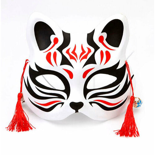 фото Маска карнавальная кот ёкай некомата / маска японского кота бакэнэко / кошка оборотень некомата / маска лиса кицунэ (de) -