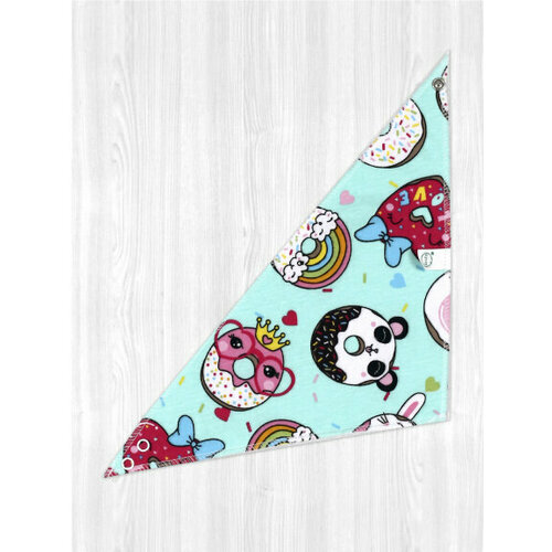 Нагрудник-треугольник для маленьких деток НМХ49 пончики/ментол.