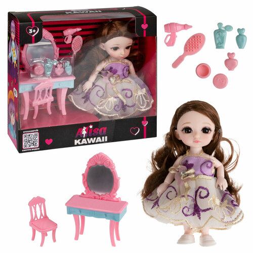 Игровой набор Alisa Kawaii mini Кукла 15,2 см с туалетным столиком, в кор. 19х18х6 см