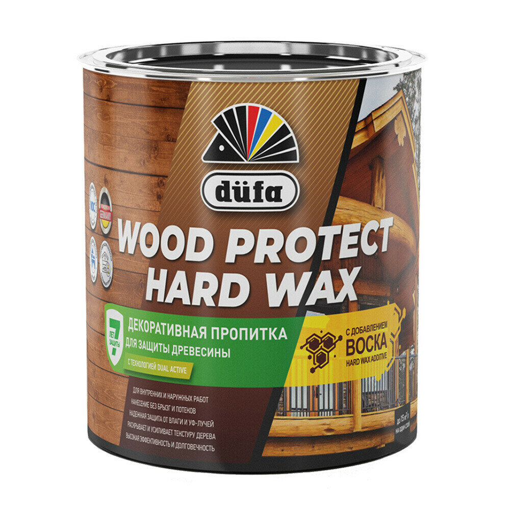 Антисептик Dufa Wood Protect Hard Wax декоративный для дерева ореховое дерево 075 л