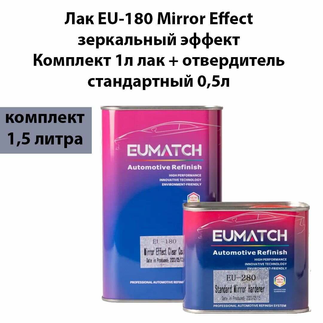 Лак прозрачный с зеркальным эффектом EUMATCH Mirror Effect 1л + отвердитель 0,5л