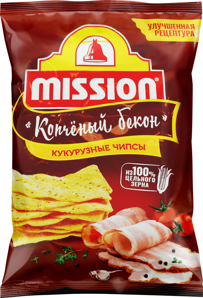 Чипсы кукурузные MISSION Копченый бекон, 150г