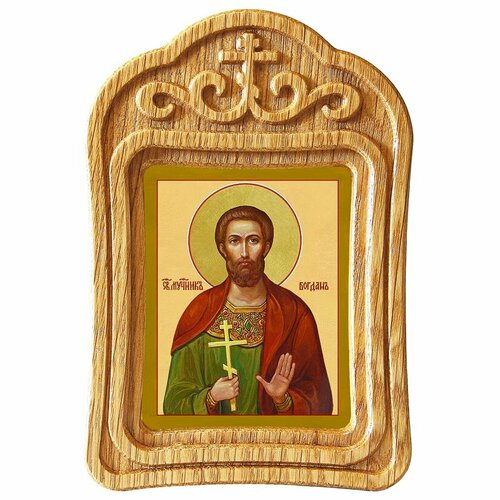 Мученик Феодот (Богдан) Анкирский, икона в резной деревянной рамке