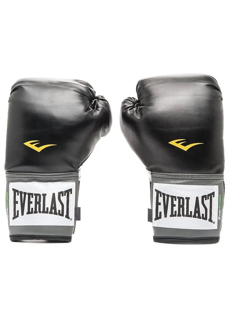 Боксерские перчатки Everlast тренировочные Pu Pro Style Anti-Mb черные (10 унций, Синтетическая кожа, Everlast, 10 унций, 310, 150, 120, Черный) 10 унций