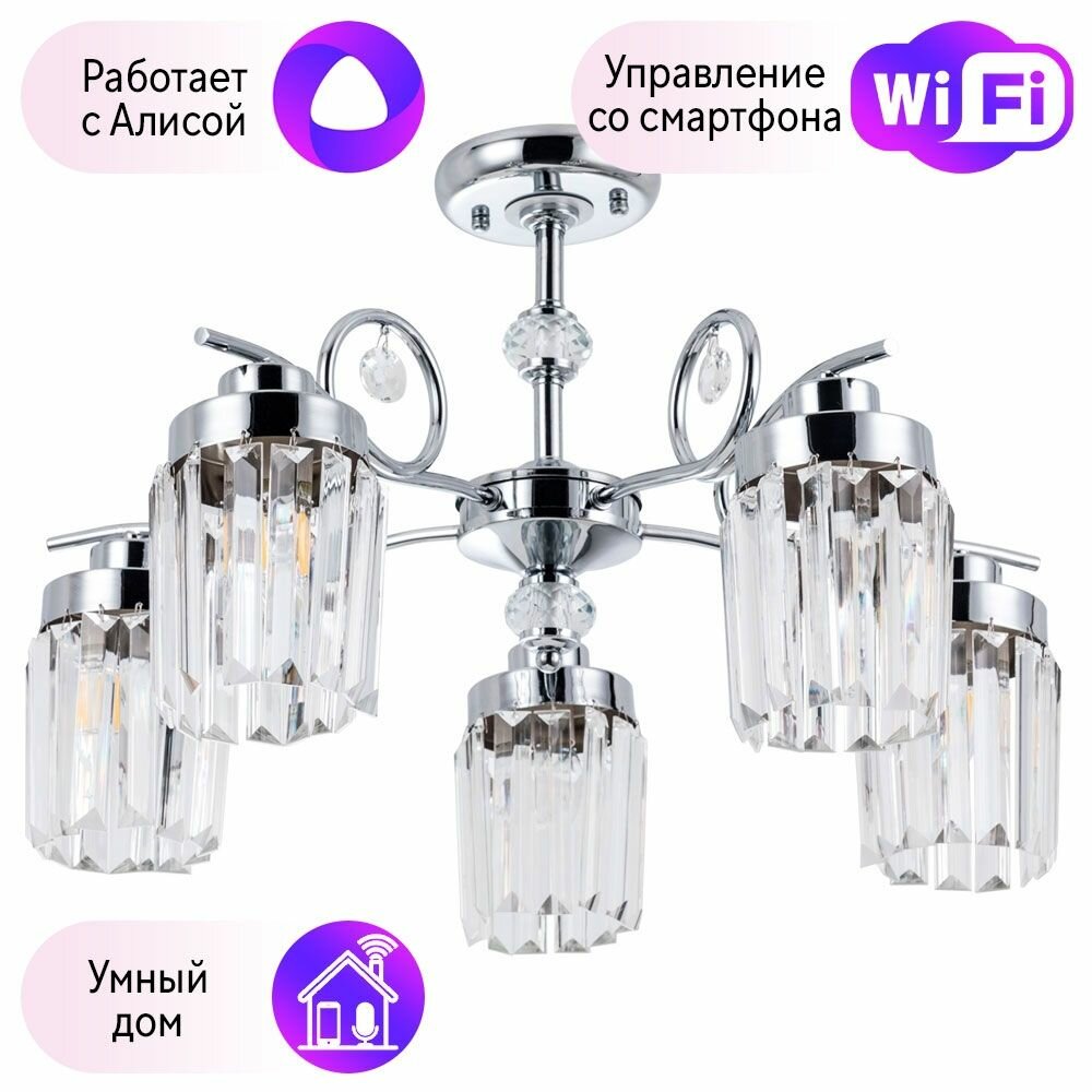 Потолочная люстра Arte Lamp Sophie с поддержкой Алиса A8067PL-5CC-A - фото №1