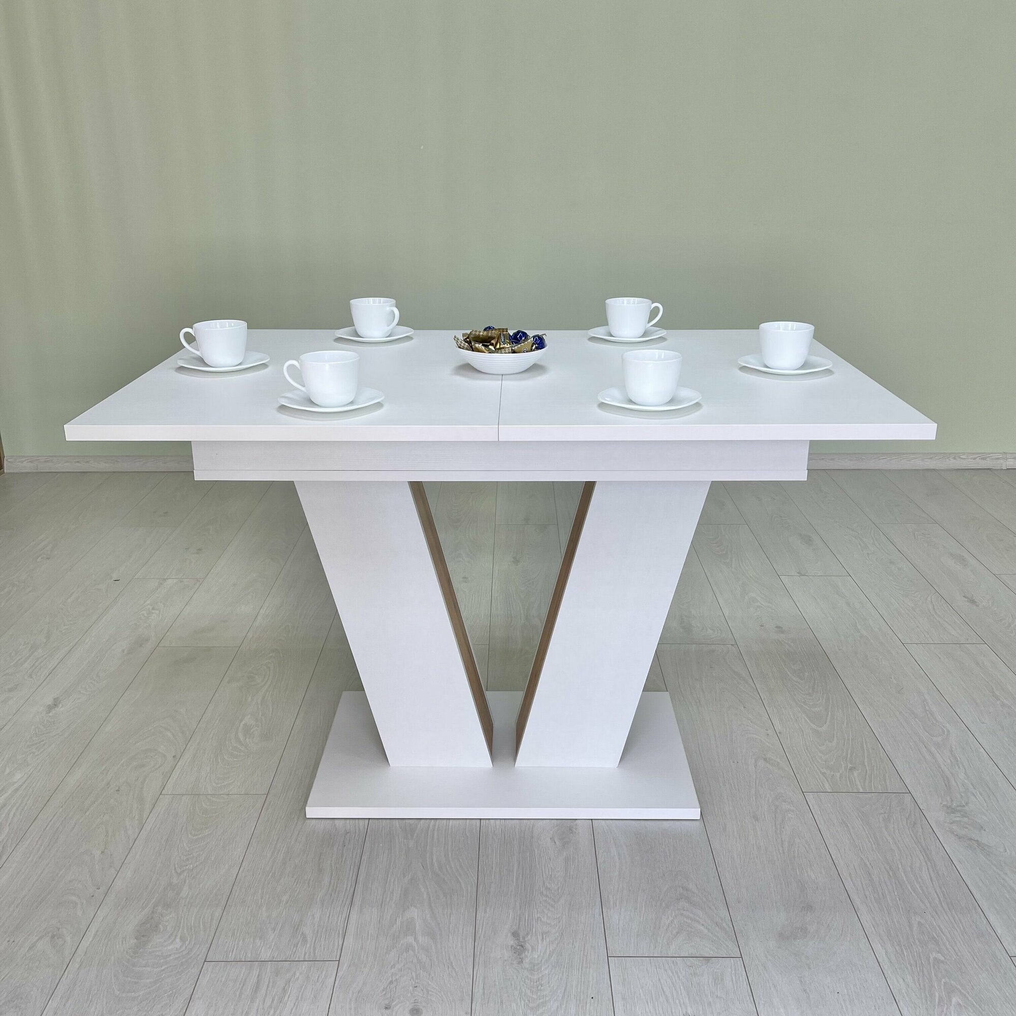 фото Стол обеденный "Kai" раздвижной 1180-1570x760x720 (белый структурный)