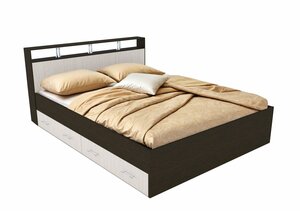 Двуспальная кровать Саломея с ящиками 180х200, венге/дуб, Мебель Кинг