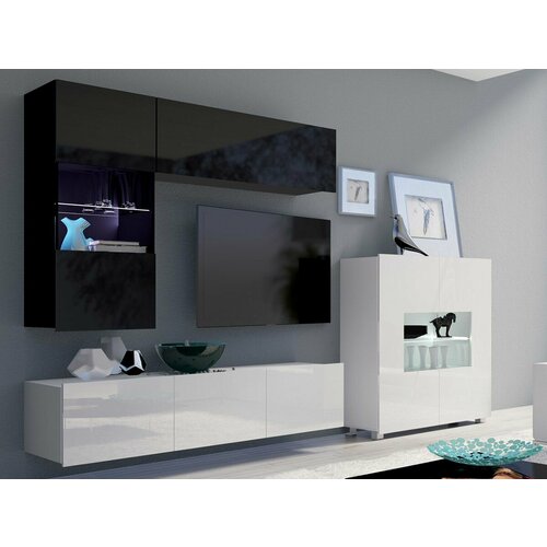 Стенка в гостиную Верона 9 250х200х42 белый черный 56796₽