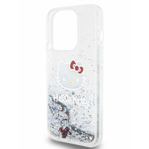 Hello Kitty для iPhone 14 Pro чехол Liquid Glitter Kitty Head Hard Translucent