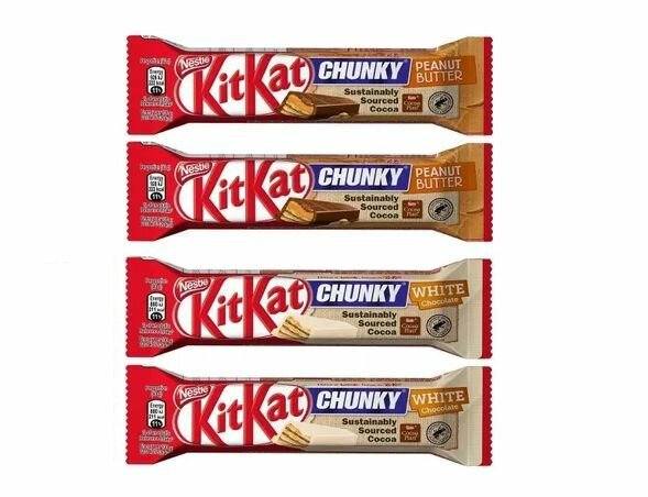 Набор из батончиков KitKat Chunky ( White, Penaut) 4 шт по 42г
