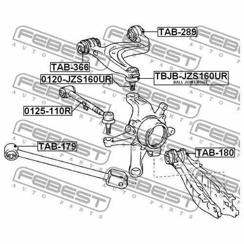 Подвеска, рычаг независимой подвески колеса, FEBEST TAB-180 (1 шт.)