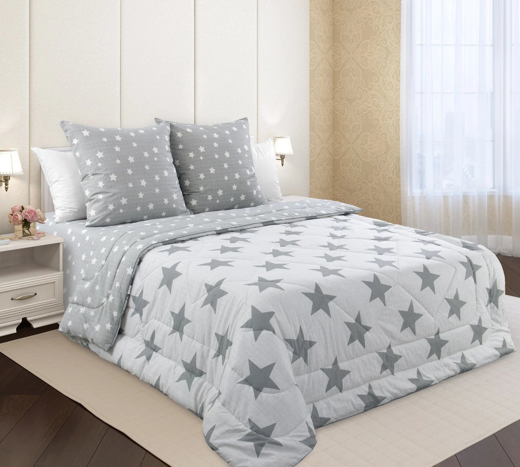 Двуспальный с европростыней комплект для сна с одеялом Орион перкаль