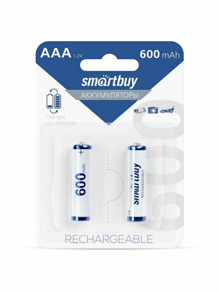 Аккумуляторные батарейки ААА, мизинчиковые, 600 mAh, 2 шт — фото 1