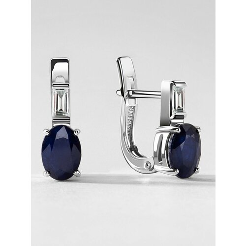 Серьги KAPLI jewelry серебро 925 проба родирование фианит размер 5 мм длина 148 см серый синий 7308₽