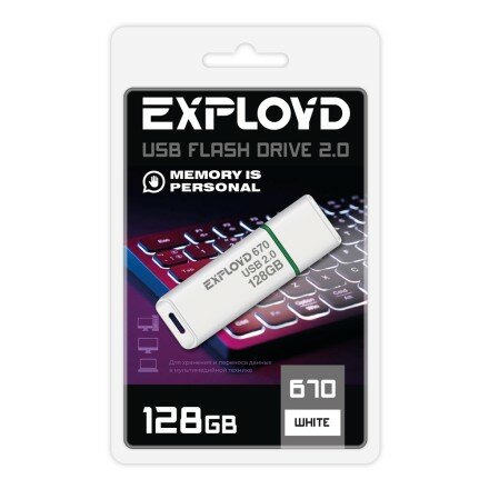 128GB USB 2.0 EXPLOYD 670 белый (EX-128GB-670-White)