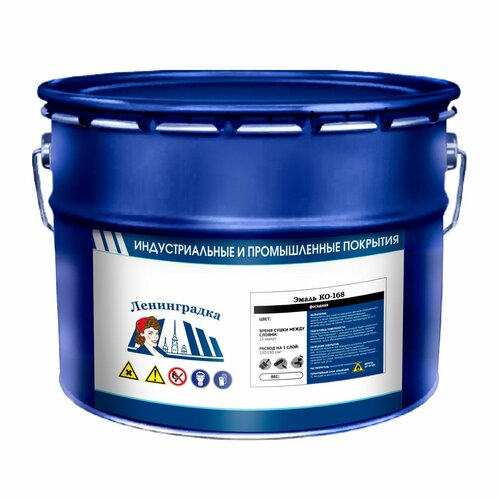 Эмаль для фасадов зданий 10 кг - Ленинградка КО-168 - для предварительно загрунтованных металлических поверхностей - быстросохнущая - не без запаха - влагостойкая - моющаяся - антикоррозионная - атмосфероустойчивая - морозостойкая - матовая - цвет белый 4350₽