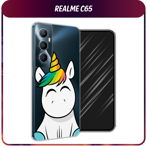 Силиконовый чехол на Realme C65 / Реалми С65 Няшный единорог, прозрачный силиконовый чехол на realme 6 pro реалми 6 про няшный единорог прозрачный