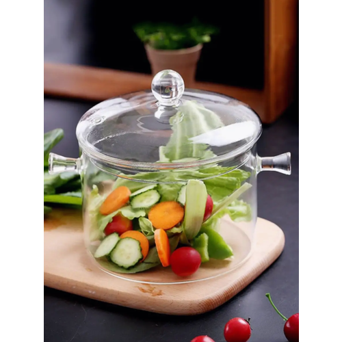 Стеклянная кастрюля с крышкой Кастрюля стеклянная жаропрочная 13л 1480₽