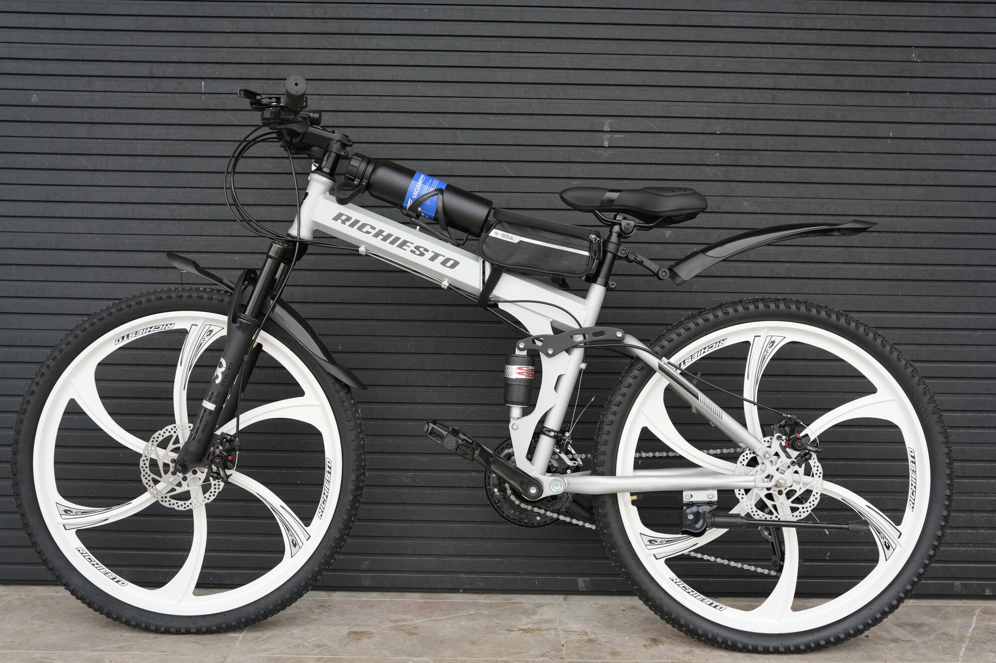 фото Велосипед двухподвесной складной RICHIESTO , 17 дюймов, черный, 26 дюймов