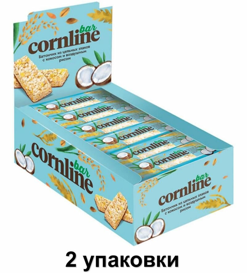 Cornline Батончик из цельных злаков с кокосом и воздушным рисом, 18 шт х 30 г, 2 уп