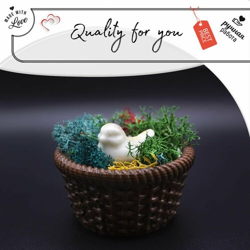 Статуэтка для интерьера Quality for you Птичка в корзинке 1 шт 1950₽