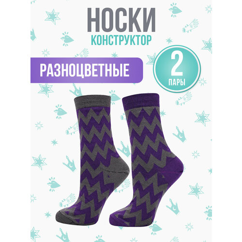 Носки Big Bang Socks, 2 пары, размер 40-44, фиолетовый, серый носки big bang socks 3 пары размер 40 44 голубой серый фиолетовый бежевый