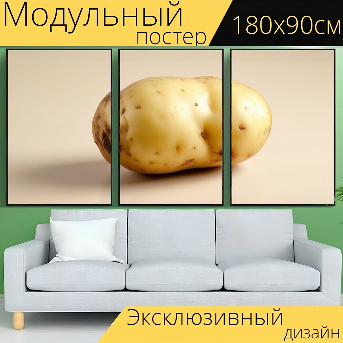 Модульный постер любителям полезного "Овощи, картофель, одна картофелина " 180 x 90 см. для интерьера на стену