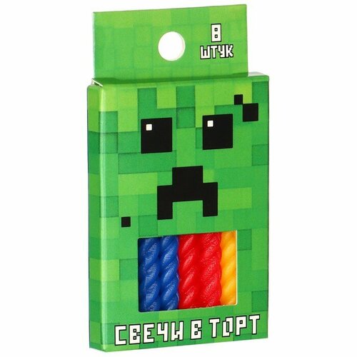 Набор свечей для торта С Днем Рождения 8 штук Майнкрафт 234₽