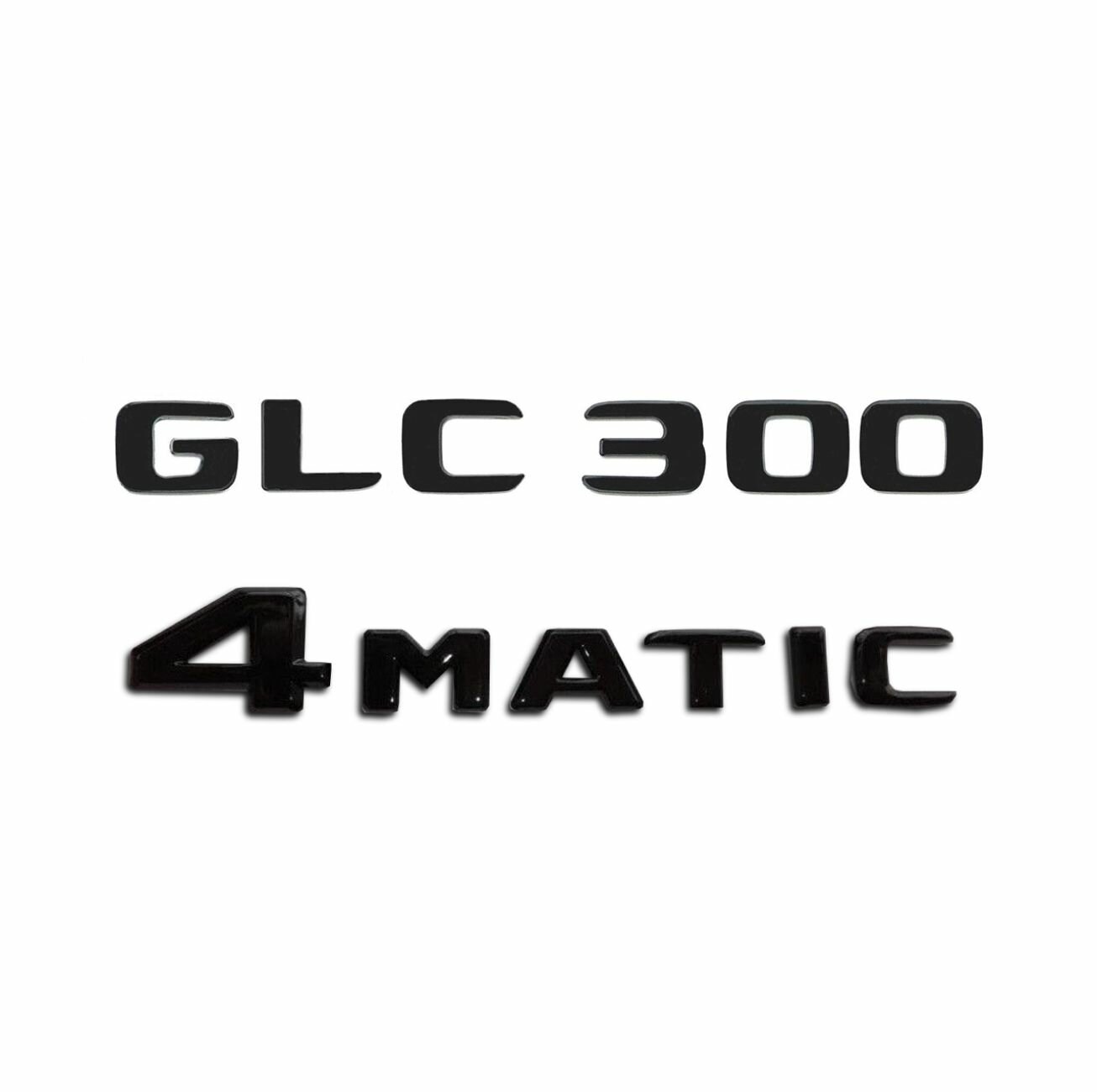 Комплект: шильдик на багажник для Mercedes GLC300 (новый шрифт 2017+) + 4matic черный глянец