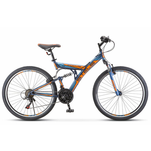 STELS Focus V 26 18-sp темно-синий/оранж трещотка для велосипеда shimano tourney tz21 7 скоростей 14 28 с защитой amftz21cp7428t