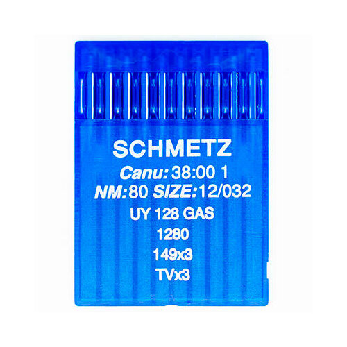 иглы schmetz для мережки 120 1 шт Иглы промышленные Schmetz UY 128 GAS №80, для распошивальных машин, 10 шт.